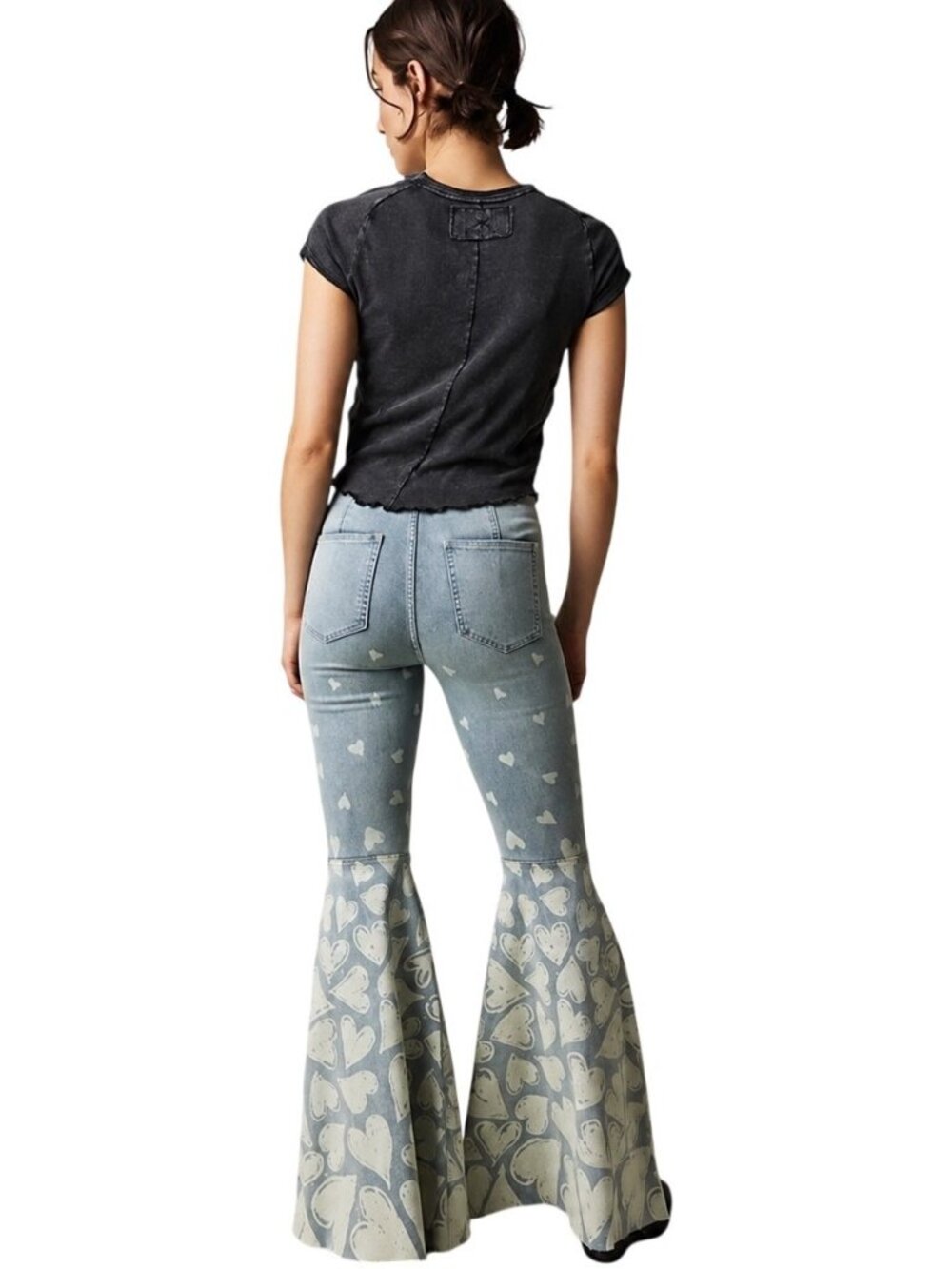 Free People Just Float On Queen of Hearts Flare Jeans Sky Size 29 New With Tags - Picture 15 of 16